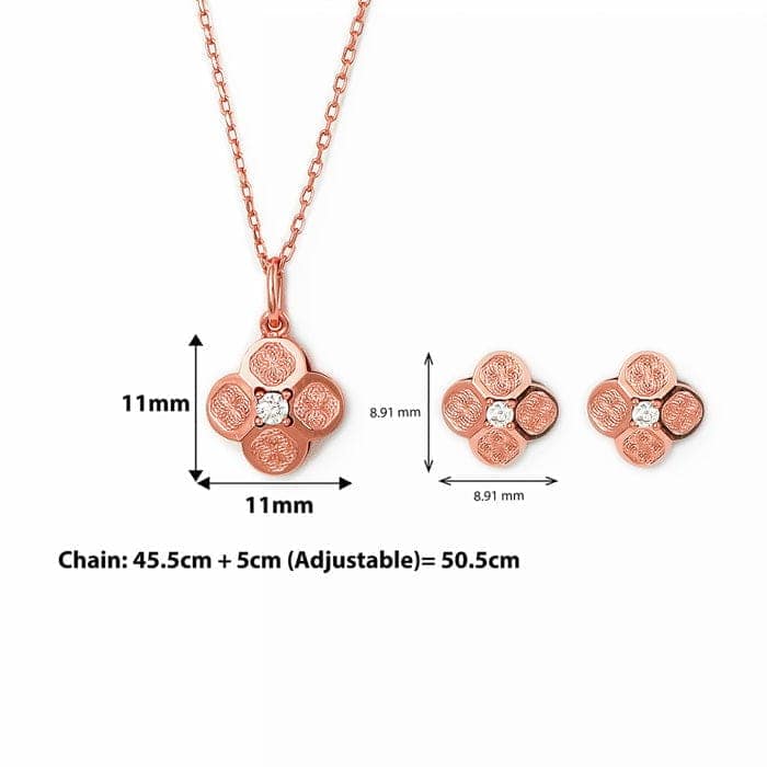 Rose Gold Mini Flower Pendant Set view 5