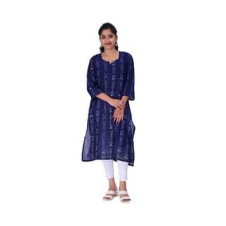 GHL GUENDICHA HAAT Sambalpuri Certified Handloom Women's Pure Cotton Roundneck Kurta