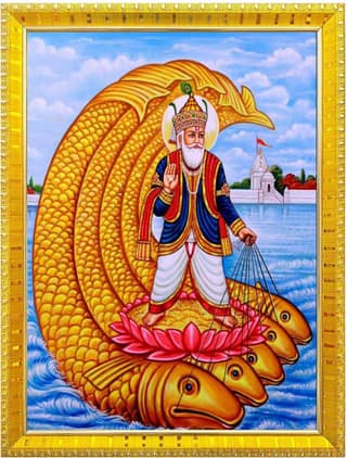NOKKES Jhulelal Vishnu Avtar UDERO LAL sindhi god Golden 5X7 Inch Photo Frame_AQW15