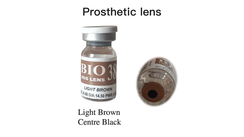 Prosthetic Contact Lens/Contact Lens (Light Brown Center Black) with Lens Case, Lens Holder and 100 ML Solution view 2