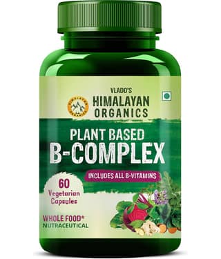 Vlado's Himalayan Organics Plant Based B-Complex Vitamins B12, B1, B2, B3, B5, B6, & Biotin 60 Caps