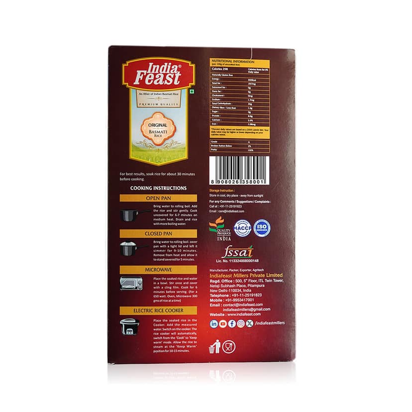 Indiafeast Original Basmati Rice | 1kg | Long Grain view 2