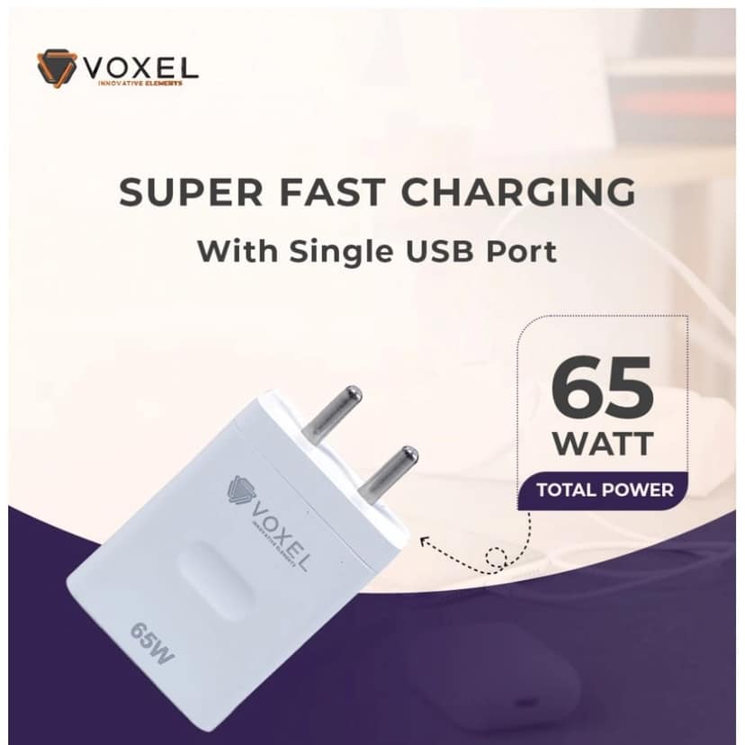 Generic VOXEL 65 Watt Usb Fast Charger AB Plastic (White) view 2