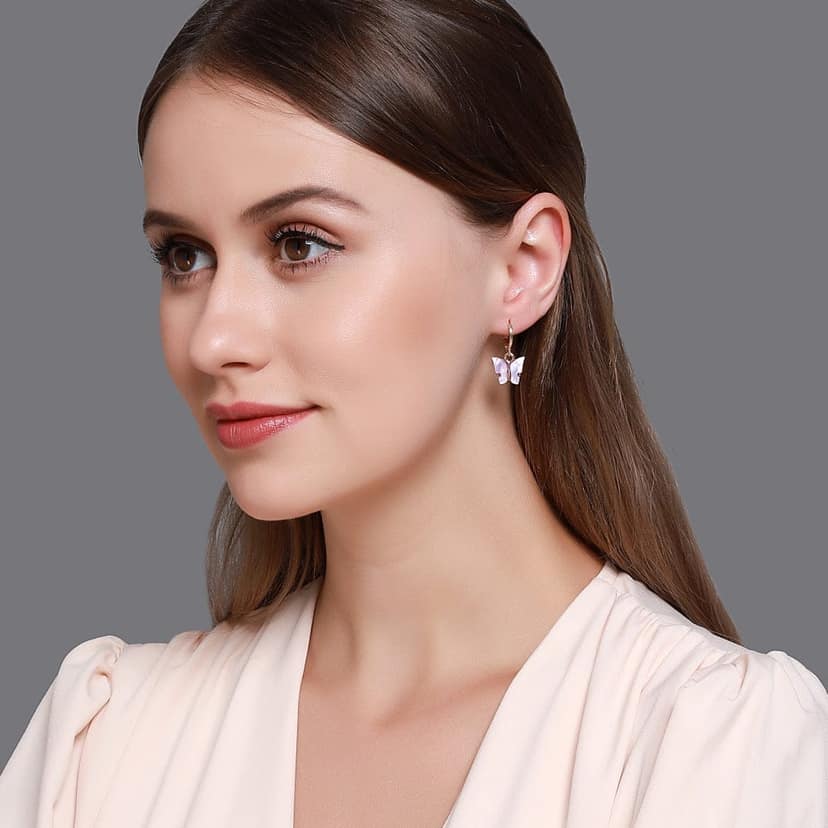 Jewelryklub 5 Pairs Gold Plated Butterfly Huggie Hoops Earrings For Women And Girls view 4