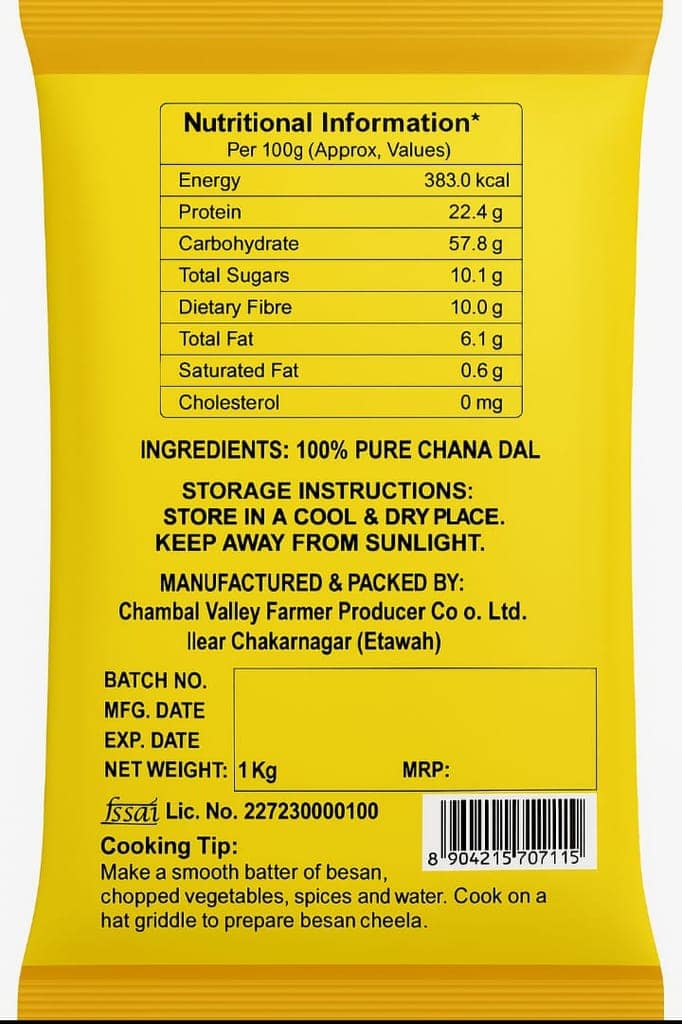 Chambal Valley Pure & Chemical-Free Besan (Gram Flour) 1kg view 2