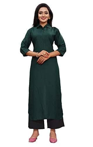 BT WITH BUY & TRY Women's Rayon Kurti Set | Kurti with Palazzo | Kurta Set for Women. Green