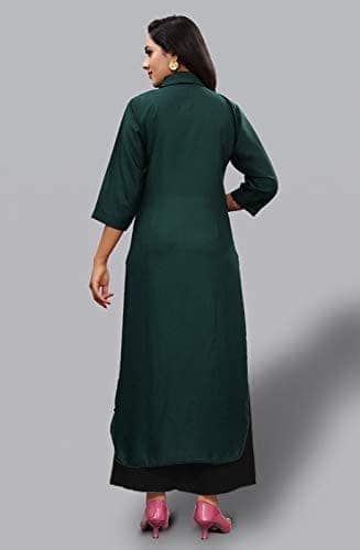 BT WITH BUY & TRY Women's Rayon Kurti Set | Kurti with Palazzo | Kurta Set for Women. Green view 3