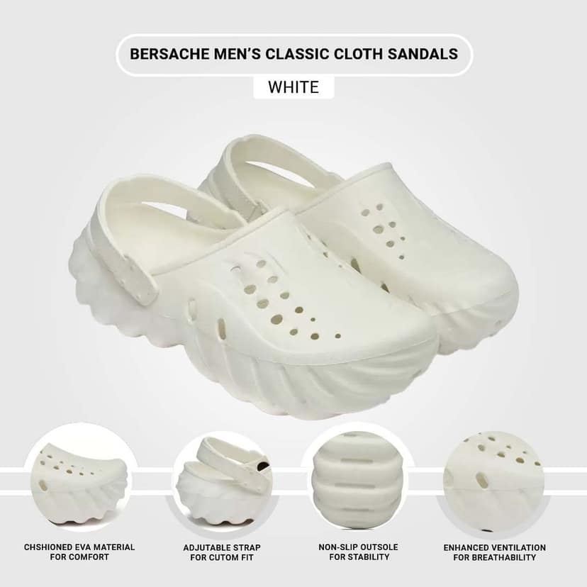 Bersache Extra Soft Classic Casual with Back Strap Regular wear with Ultra Soft & Flexibility Technology Clog for Men's view 5