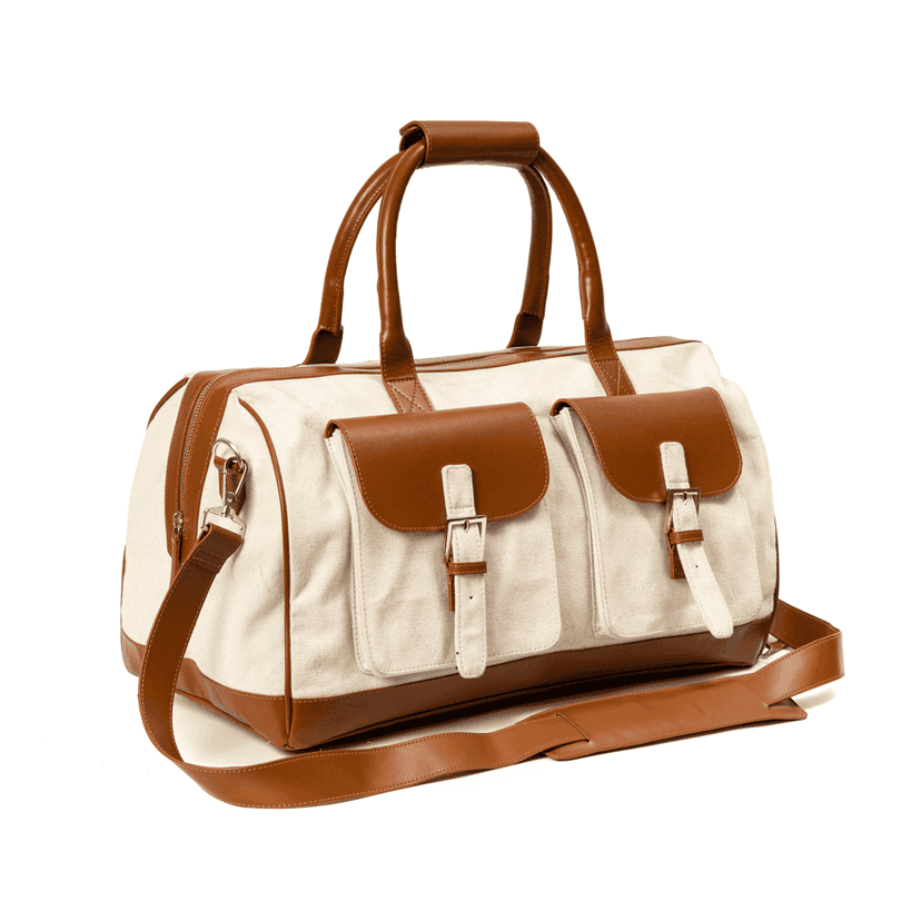 Ajax Vegan Leather Duffle Bag -Beige view 4