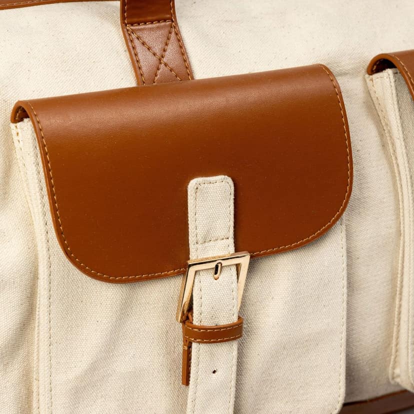 Ajax Vegan Leather Duffle Bag -Beige view 5