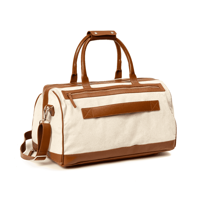 Ajax Vegan Leather Duffle Bag -Beige view 6