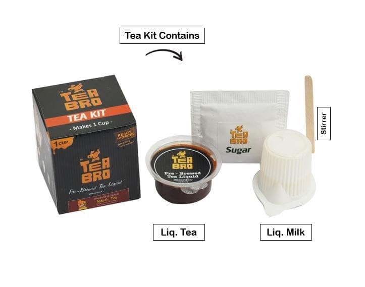 TEA BRO, Instant Milk Tea (Masala Tea Flavour) | Pre-Brewed Tea Liquid Decoction (Concentrate) | Just Add Hot Water | 12 Tea Kits with (Liq.Tea + Liq.Milk + Sugar) - BhaiSahab's Special, Masala Tea Blend view 2