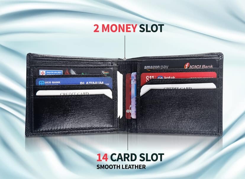 Vital King Men Travel Black Genuine Leather RFID Wallet (14 Card Slots) view 3