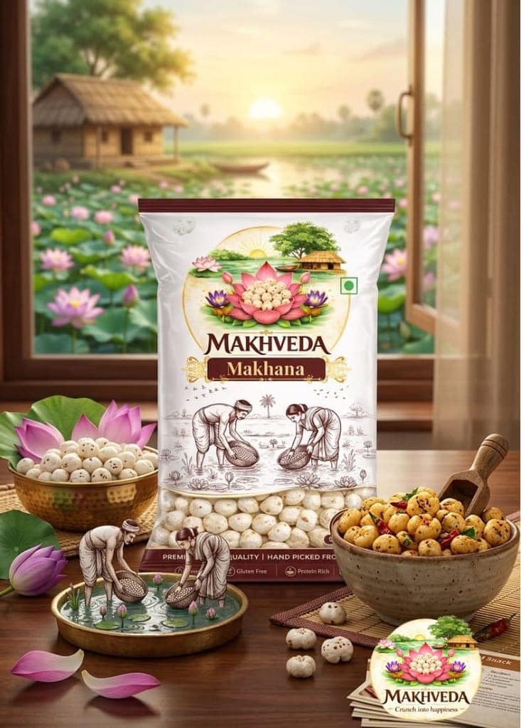 MAKHVEDA - Makhana | Premium 4+ Suta Hand Picked Phool Makhana | Healthy Fasting Snack | Fox Nuts | Lotus Puffs | Desi Superfood view 3