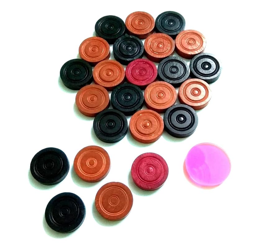 Nawani High Quality Wood Carrom Coin 22 Coins and 2 Rani Coin with 1 Striker Board Game. view 2