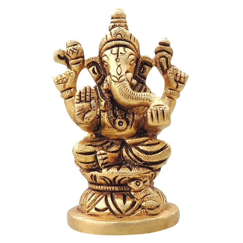 Brass Showpiece Ganesh God Idol Statue (BSMAS1646 G) view 2