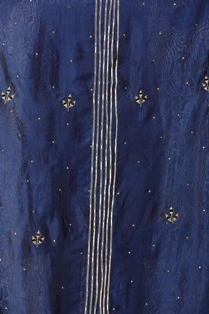 Patriot-Blue Dupatta from Amritsar with Gota Patches and Frill Border view 2