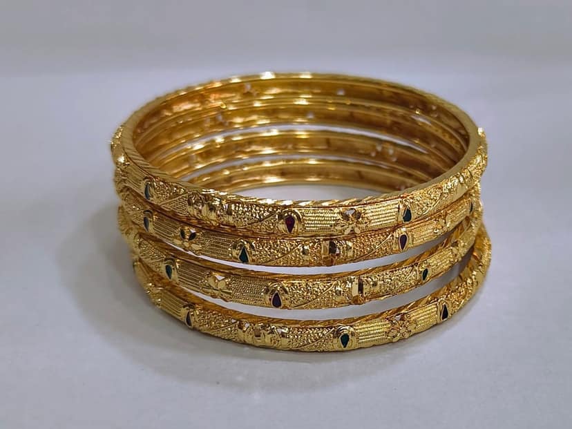 Gold Plated Bangles Set of 4 for Women view 2