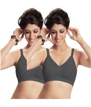 Eve's Beauty Pack of 2 Cotton Non Padded Women's Bralette Bra ( Gray )