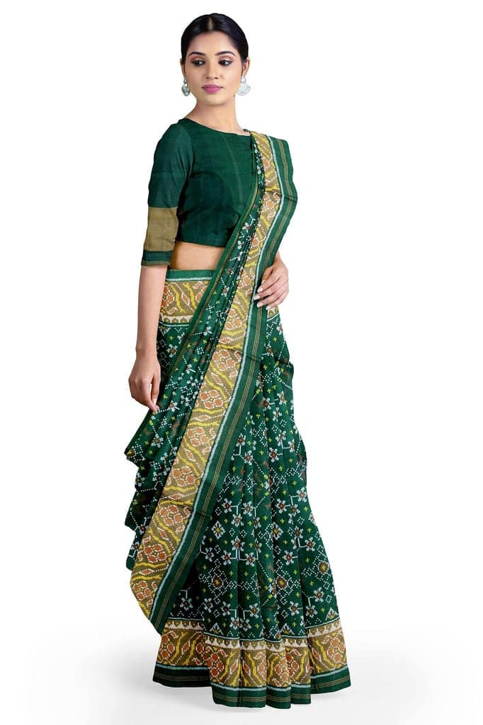 Garvi Gurjari (A Gujarat Govt Enterprise Women Green Shaded Handwoven Single Ikat Silk Patola Saree(GGCSIKS75) view 2