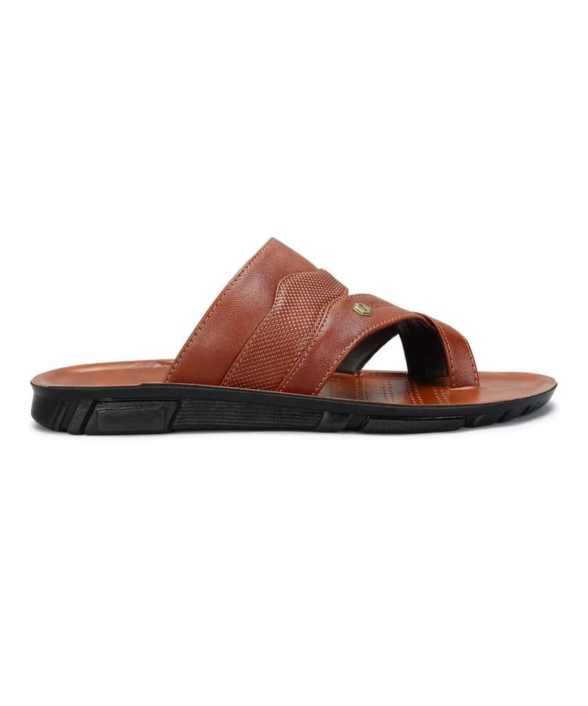 Paragon Men's Slip-on Tan Sandals for Men | Comfortable Sole & Durable view 3