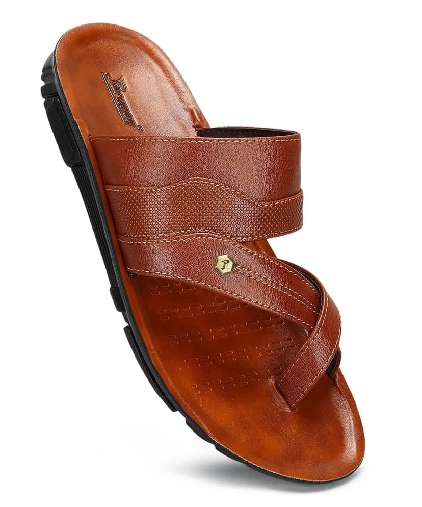 Paragon Men's Slip-on Tan Sandals for Men | Comfortable Sole & Durable view 6