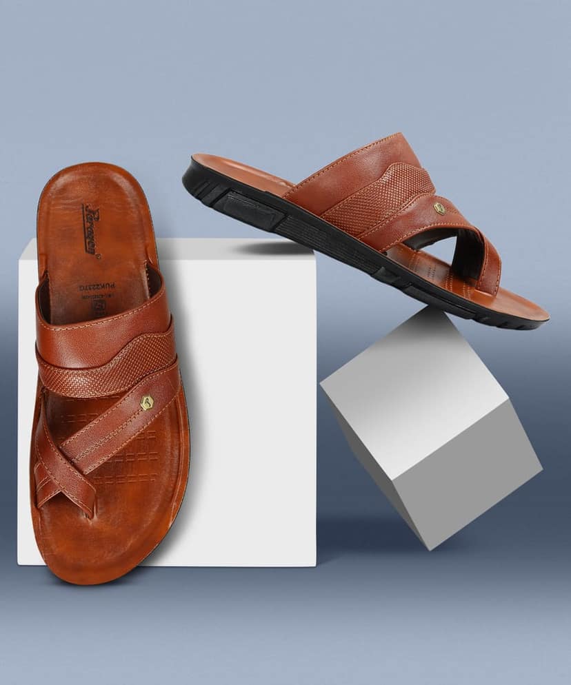 Paragon Men's Slip-on Tan Sandals for Men | Comfortable Sole & Durable view 7