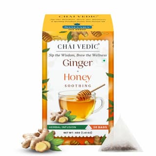 Chai Vedic Ginger Honey Herbal Infusion Tea, Soothing Blend with Lemongrass, Licorice and Fennel, Tea Bags