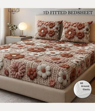 SWIZIER Cotton 1 King Fitted Bedsheet with 2 Pillow Covers ( 198 cm x 182 cm ) , Multi