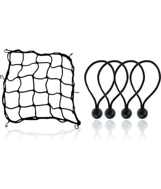 Grand Pitstop Cargo Net (38X38Cm) With Bungee Balls (8Inch) - 4Pcs- Black