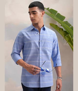 Highlander 100% Cotton Slim Fit Striped Full Sleeves Men's Casual Shirt - Multicolor ( Pack of 1 )