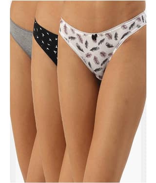 Leading Lady Pack of 3 Cotton Thongs For Women ( Multi Color )