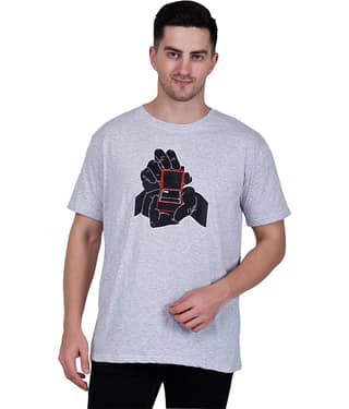 life dream Cotton Blend Regular Fit Printed Half Sleeves Men's Round T-Shirt - Grey ( Pack of 1 )