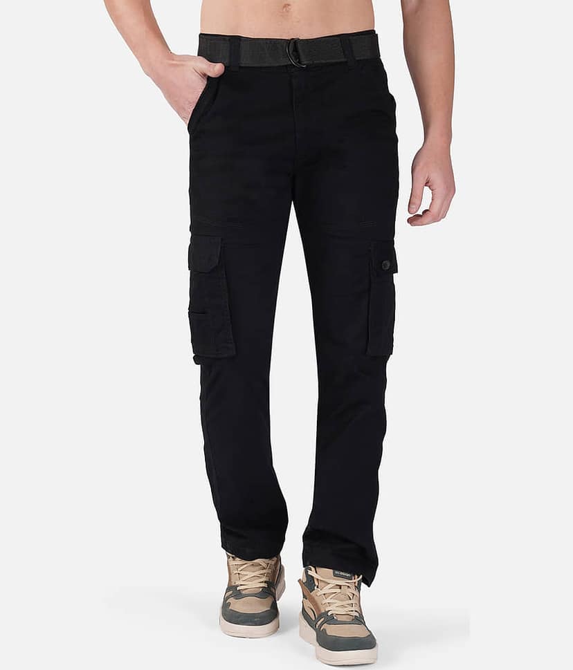 Urban Legends Regular Flat Men's Cargos - Black ( Pack of 1 )