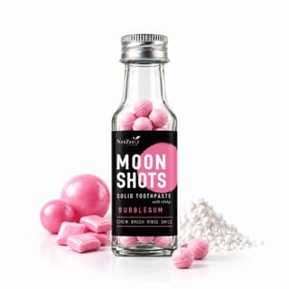 Moonshots Solid Toothpaste Tablets – Bubblegum (90 pcs) | 5% nHAp | Fluoride & SLS Free | No Preservatives | with Xylitol & Oral Probiotics | Travel-Friendly