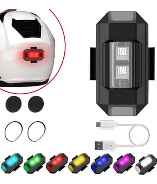LEAVESS-Universal Safety Signal 7 Colors Mini USB Rechargeable Strobe Lights Anti-collision LED for Helmet Bicycle Motorcycle (Pack of 1)