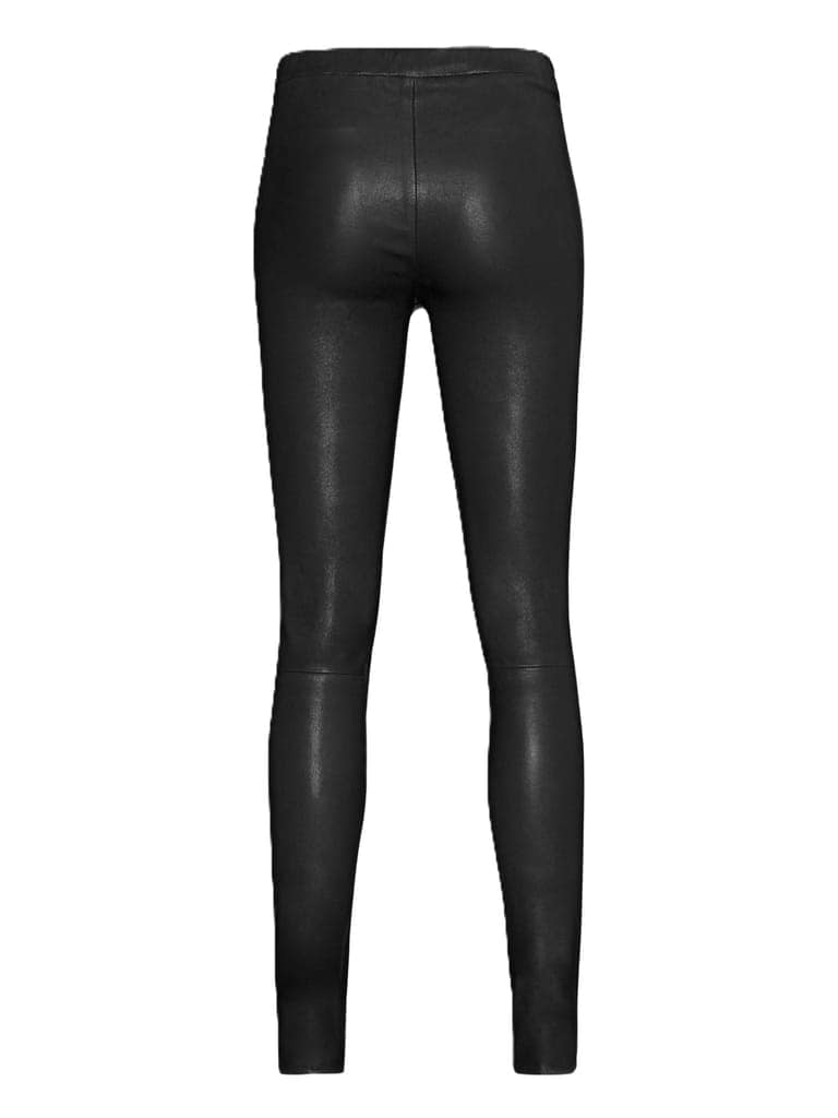 Legging Women Black Stretch Genuine Nappa Leather view 2