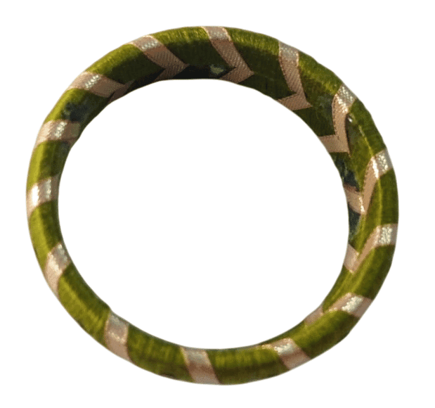Green and Gold Silk Thread Bangles with Sequin Work view 4