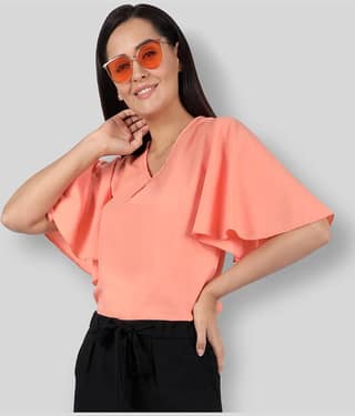 Chimpaaanzee Women's Polyester Regular Top ( Peach )