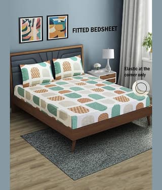 Home Candy Microfibre Geometric 1 Bedsheet with 2 Pillow Covers - Multi