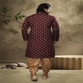 Raivat Ethnic Wine Colour Cotton Digital Print Kurta Pajama 1557 view 2