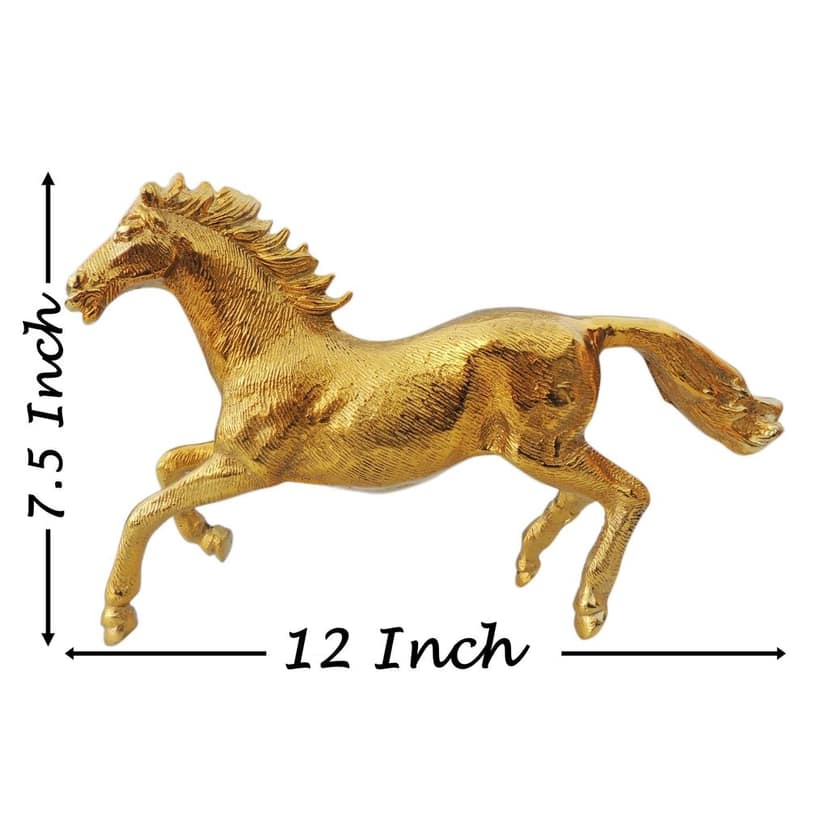 Luxury Aluminium Running Horse Showpiece For Living Room Interior, Height : 7.5 Inch (ANMAS258 G) view 2