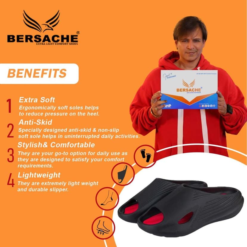 Bersache Extra Soft Classic Casual with Back Strap Regular wear with Ultra Soft & Flexibility Technology Slipper for Men's view 2