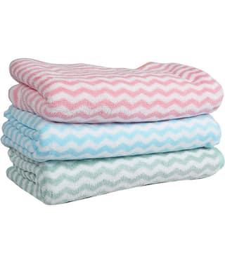 STYLE SHOES Cotton Blend Striped 350 -GSM Bath Towel ( Pack of 3 ) - Multicolor