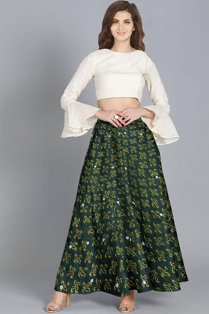 Garvi Gurjari Women Hand Ajrakh Block Print Mashru Silk Long Skirt view 4