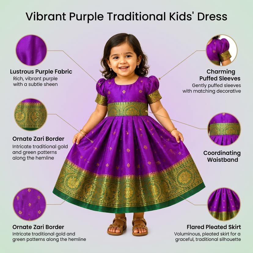 LUSTER Silk Satin Frock (Month 0-6, 6-12, 12-18) (6-12 Months, Purple) view 4