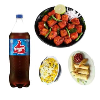 Combo Pack-Paneer 65,Veg Spring Roll,Cheese Corn Chat with 500Ml Thumbs Up