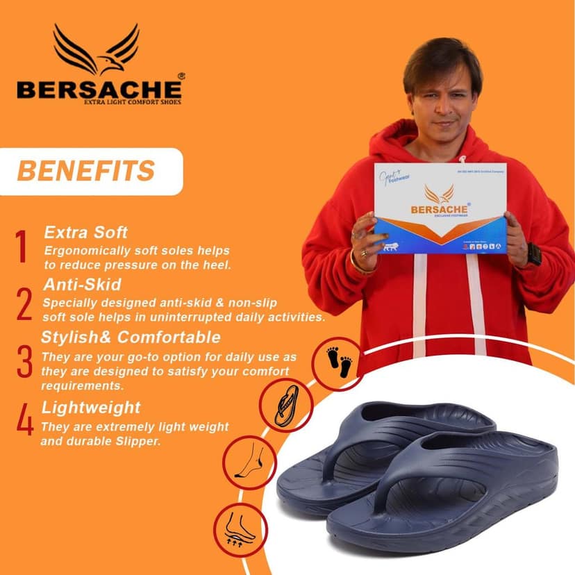 Bersache Extra Soft Classic Casual with Back Strap Regular wear with Ultra Soft & Flexibility Technology Slipper for Men's view 2