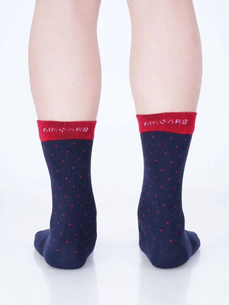 Cotton Rich Designer Socks for Men and Women - Polka Dots (Navy Blue) view 4