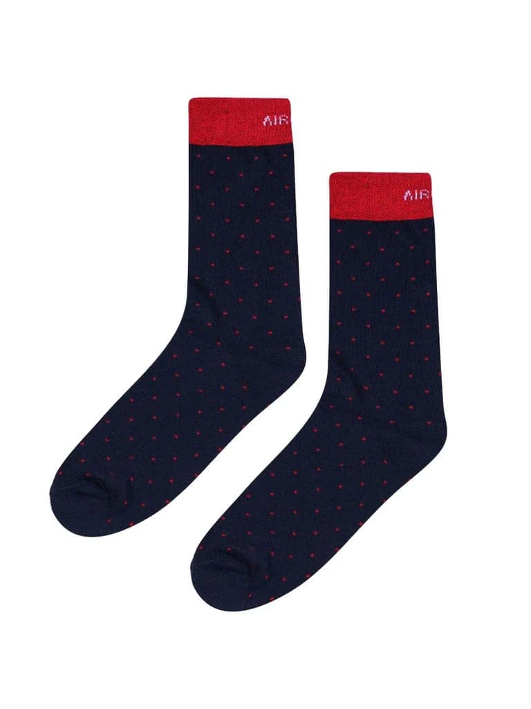Cotton Rich Designer Socks for Men and Women - Polka Dots (Navy Blue) view 5